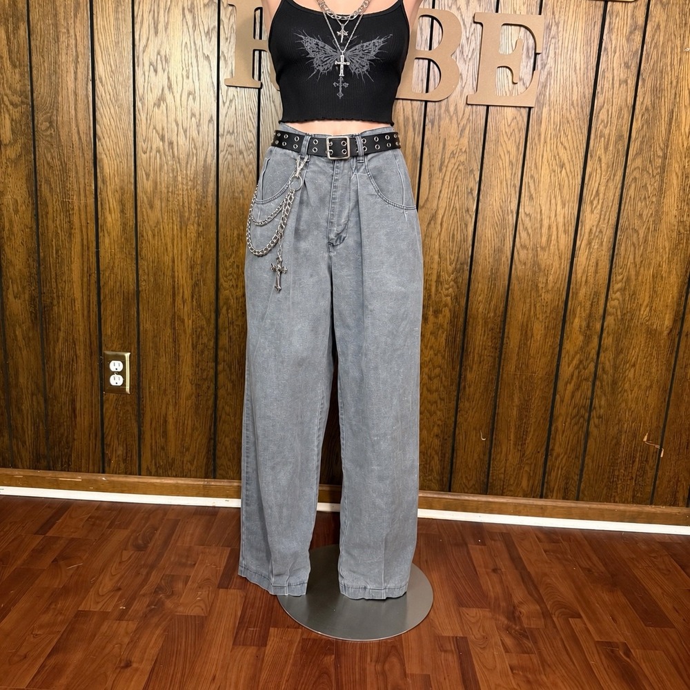 Vtg Gray Wide Leg Pants Unionbay Womens 28 Pleated 90s Streetwear Dadcore Alt